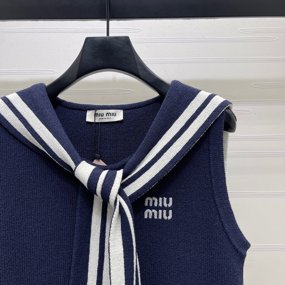 Miu Miu Blue Tank Top with White Scarf Accent - Picture 5 of 6